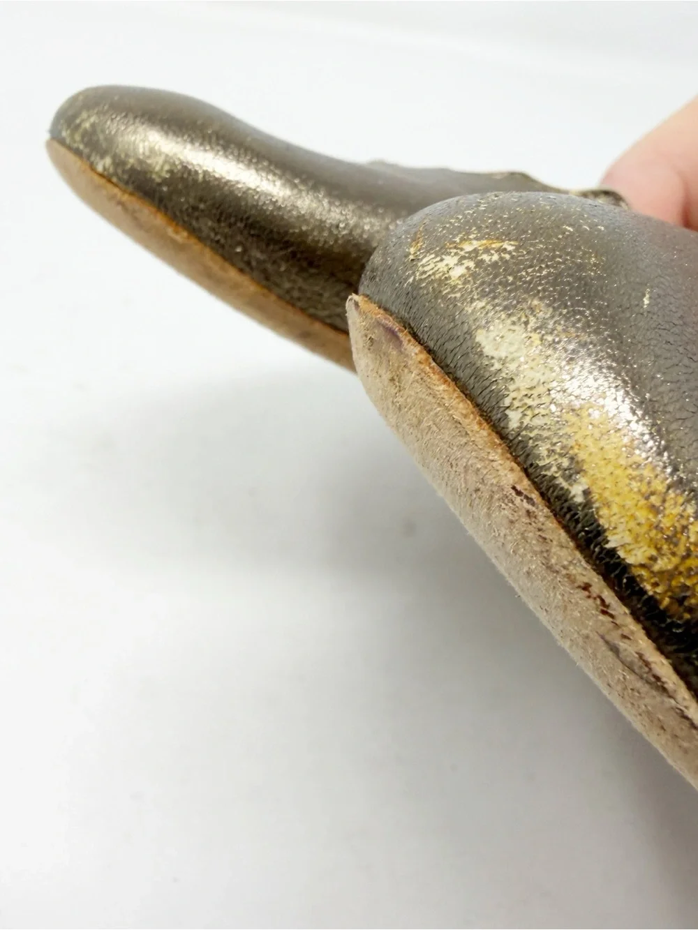 Chloe LAUREN Scallop Metallic Gold Leather Ballet Flats Womens Size 37 EU 7 US
